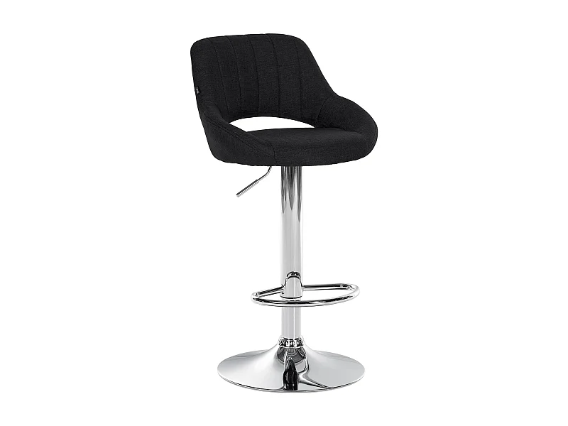 Tabouret de bar - Tissu & Chrome - Noir - Milet