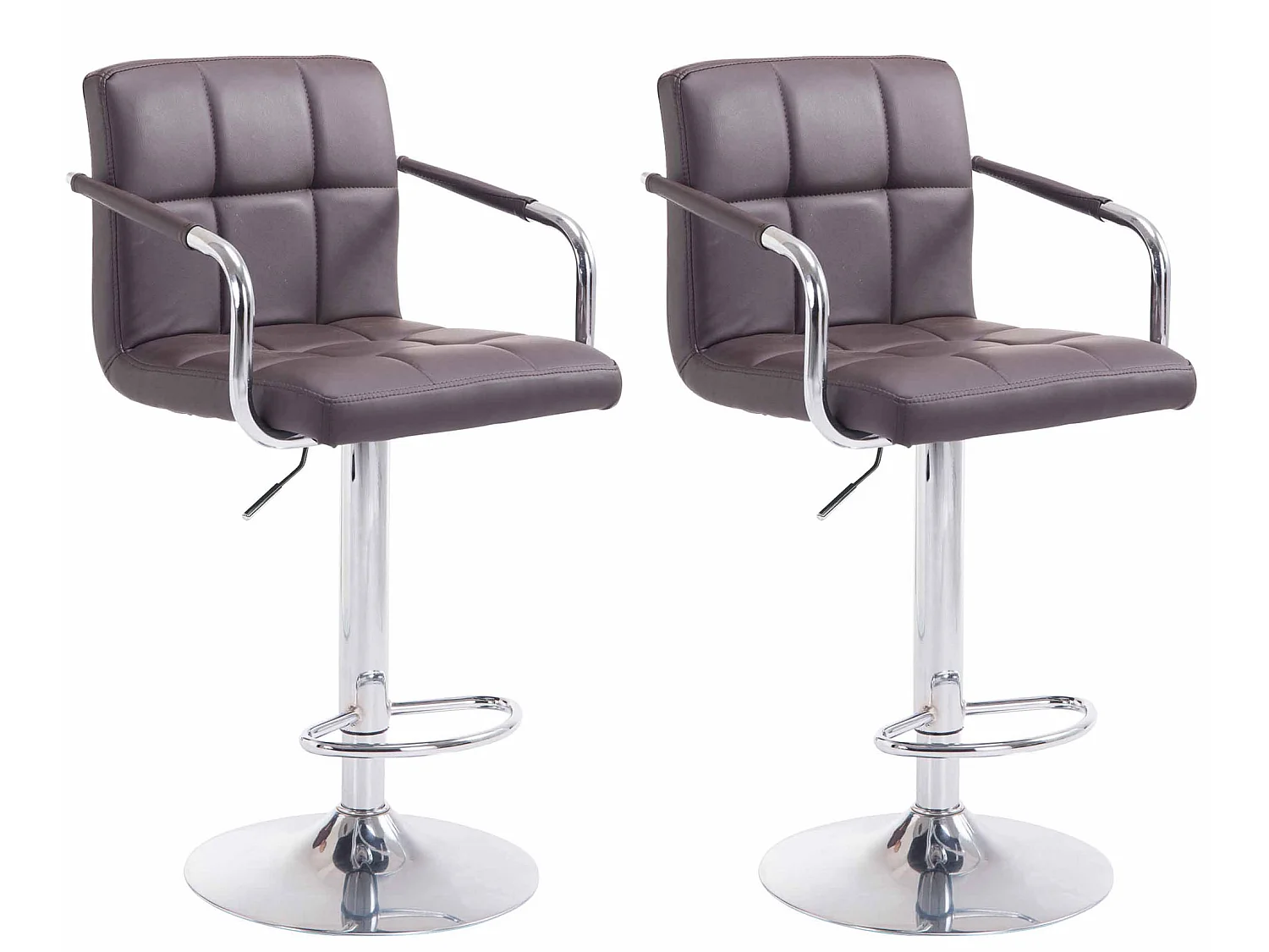 Lot de 2  Tabouret de bar - Similicuir & Métal - Marron - Lucy V2