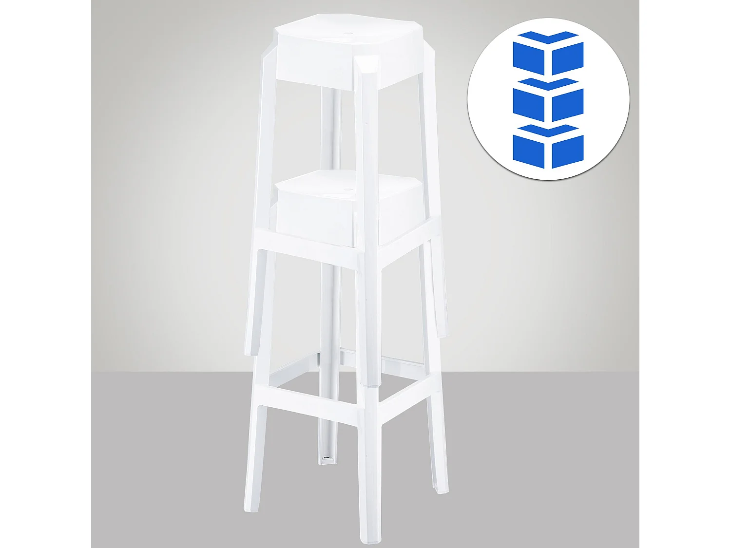 Tabouret de bar - Plastique & Plastique - Blanc vernis - FOX