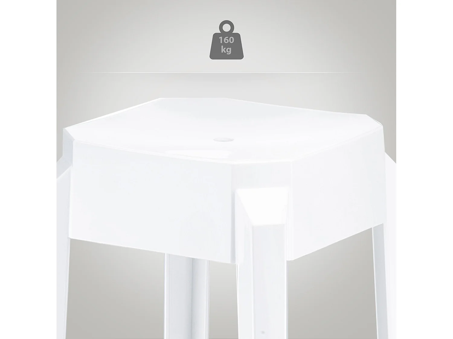 Tabouret de bar - Plastique & Plastique - Blanc vernis - FOX
