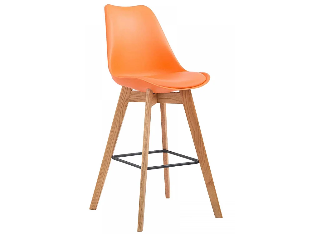 Tabouret de bar - Plastique & Bois - Orange - Metz