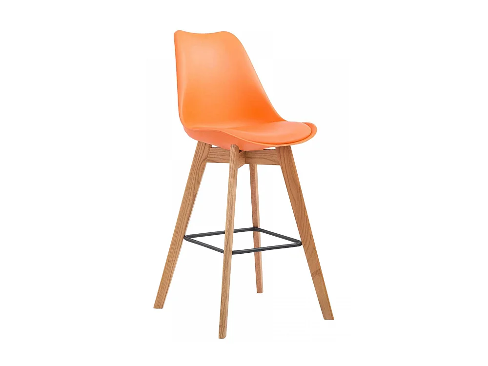 Tabouret de bar - Plastique & Bois - Orange - Metz