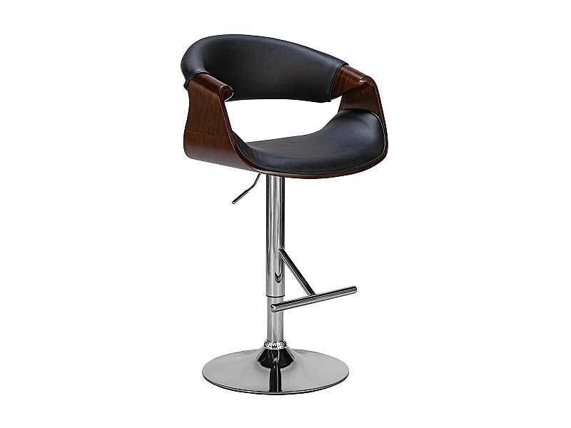 Tabouret de bar - Similicuir - Noyer / Noir - Foley