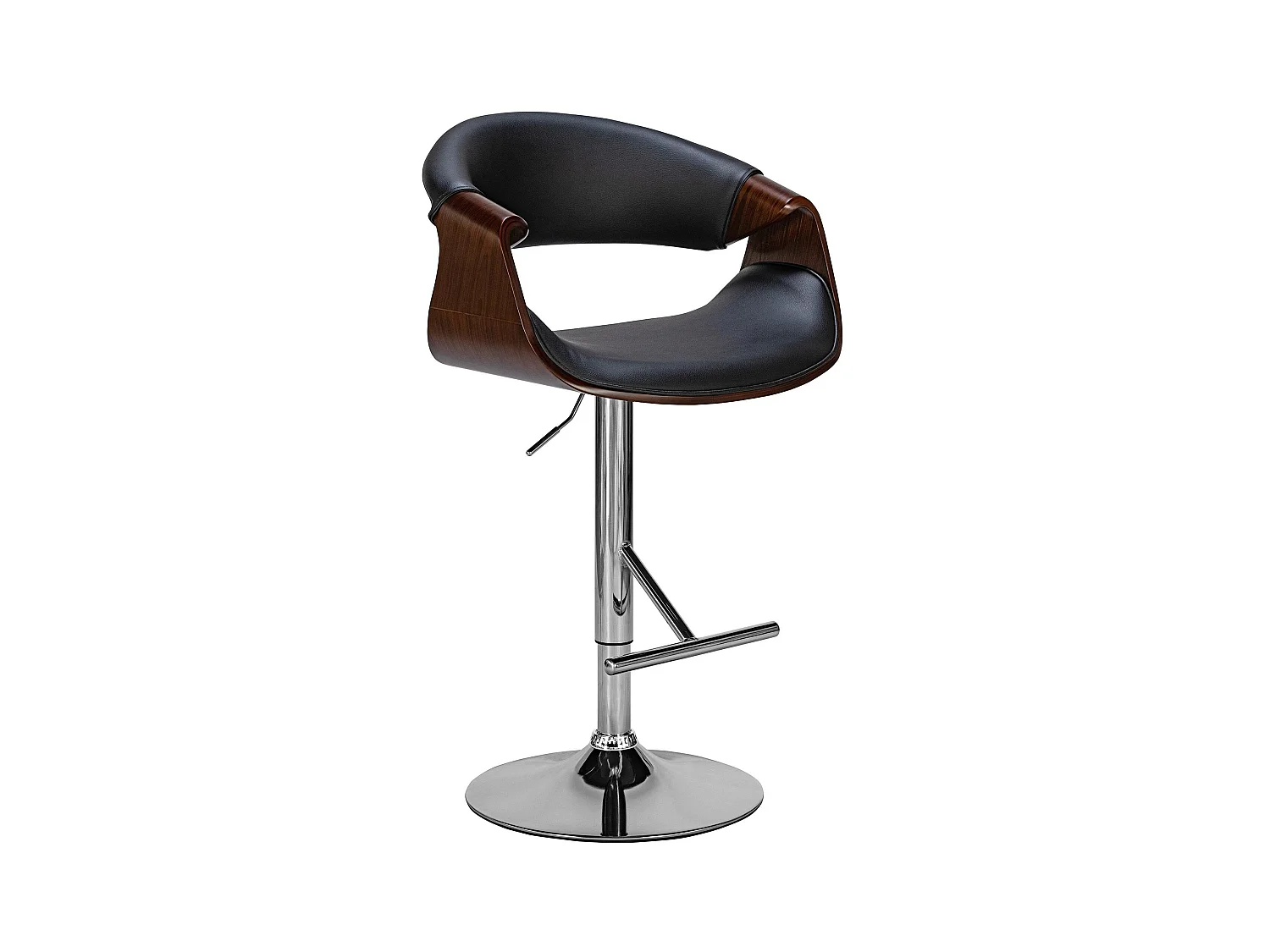 Tabouret de bar - Similicuir - Noyer / Noir - Foley