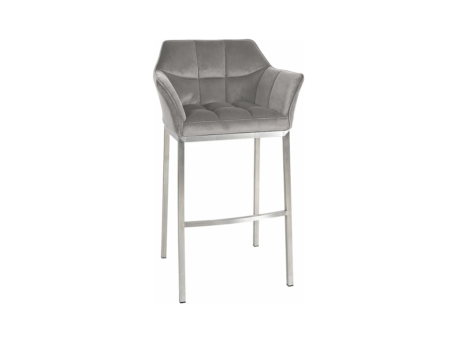 Tabouret de bar - Velours & Acier inoxydable - Gris - Damaso