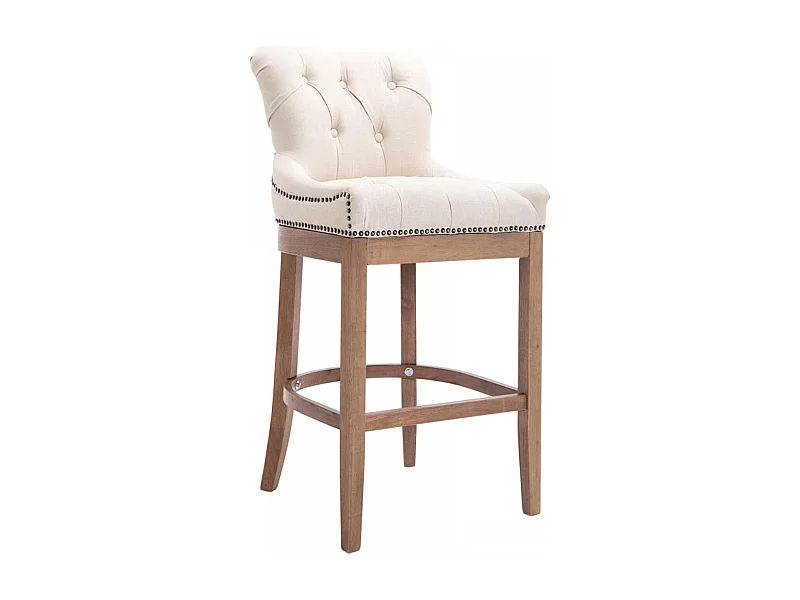 Lot de 2  Tabouret de bar - Tissu & Antique clair - Crème - Lakewood