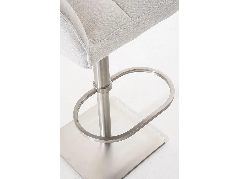 Lot de 2  Tabouret de bar - Tissu & Acier inoxydable - Blanc - Damaso