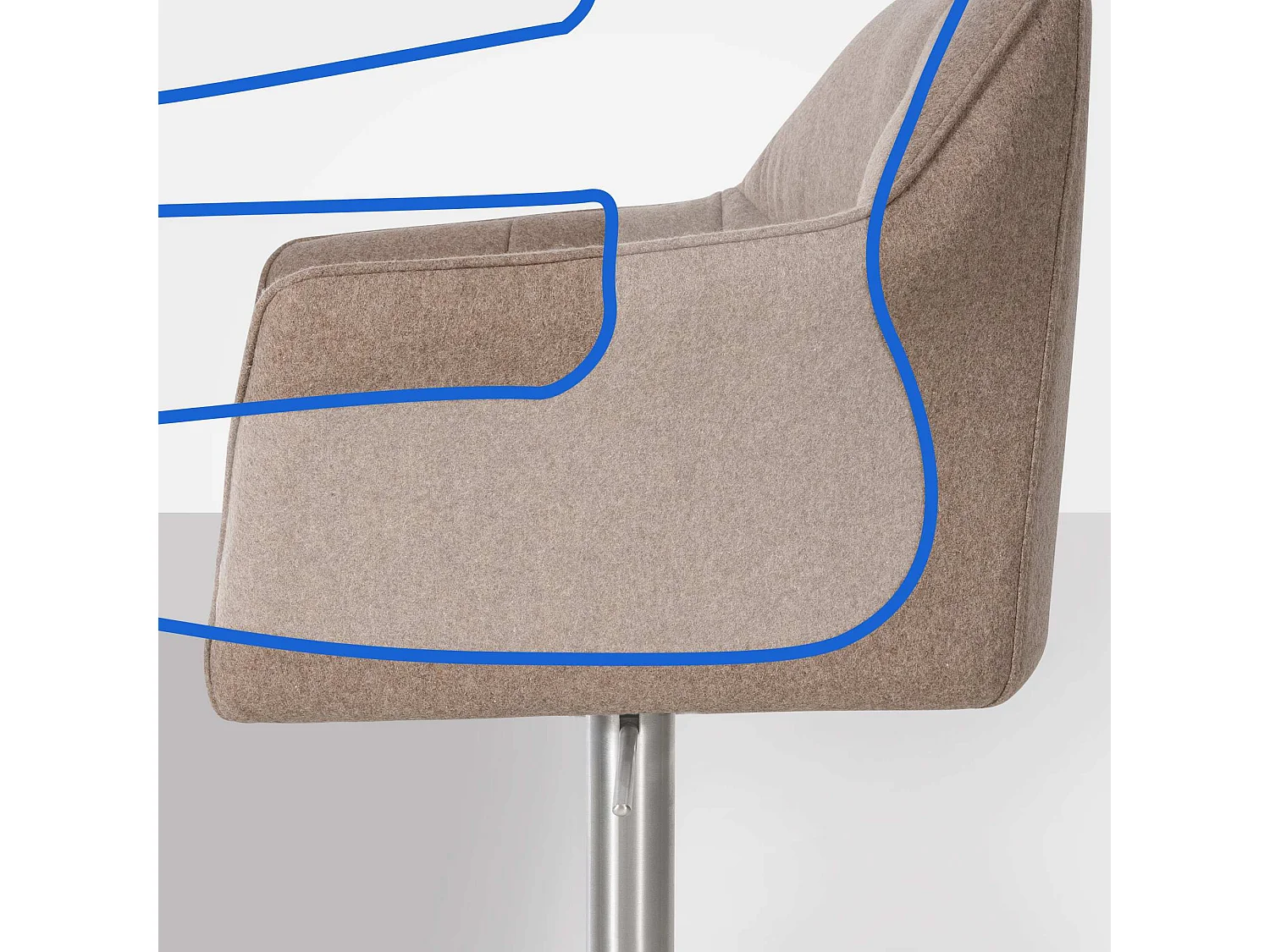 Tabouret de bar - Feutrine & Acier inoxydable - Taupe - Damaso