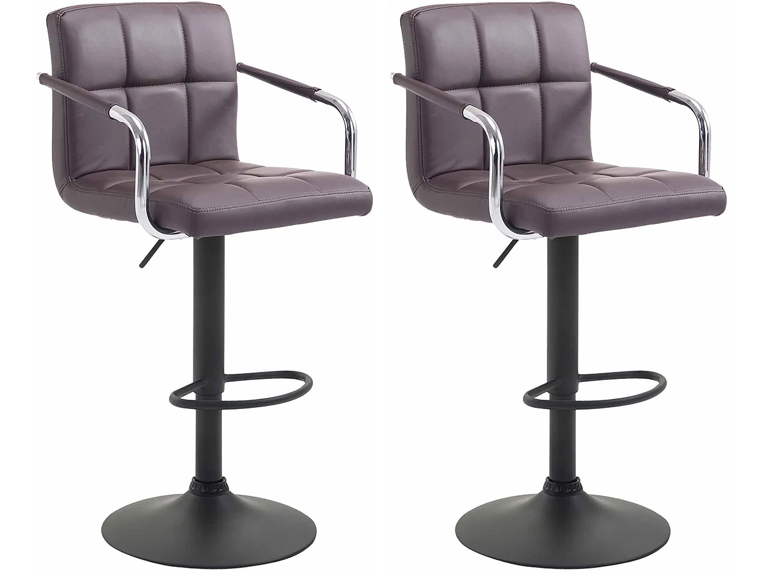 Lot de 2  Tabouret de bar - Similicuir & Métal - Marron - Lucy V2