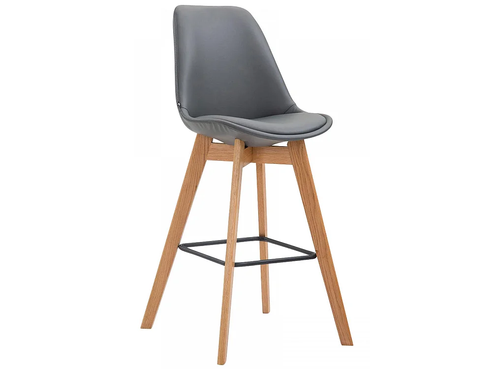 Tabouret de bar - Similicuir & Bois - Gris - Metz