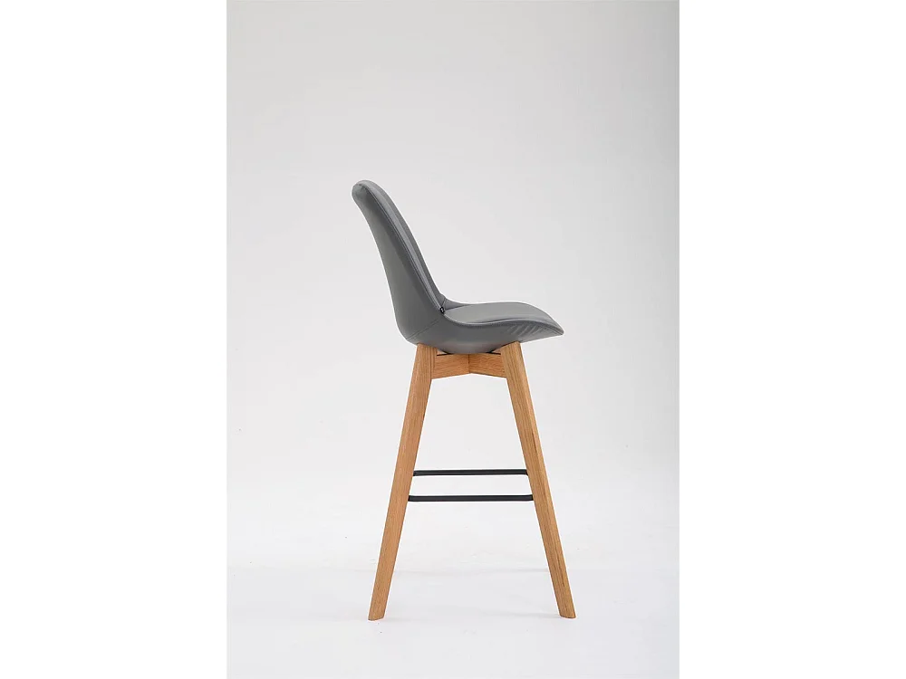 Tabouret de bar - Similicuir & Bois - Gris - Metz