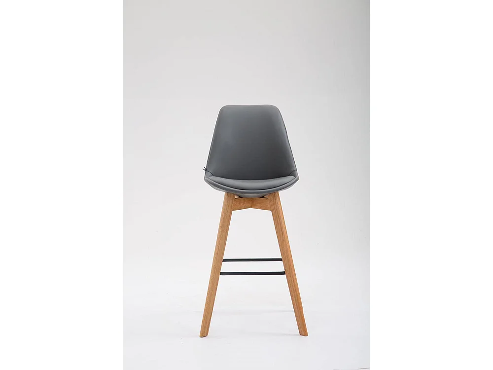 Tabouret de bar - Similicuir & Bois - Gris - Metz
