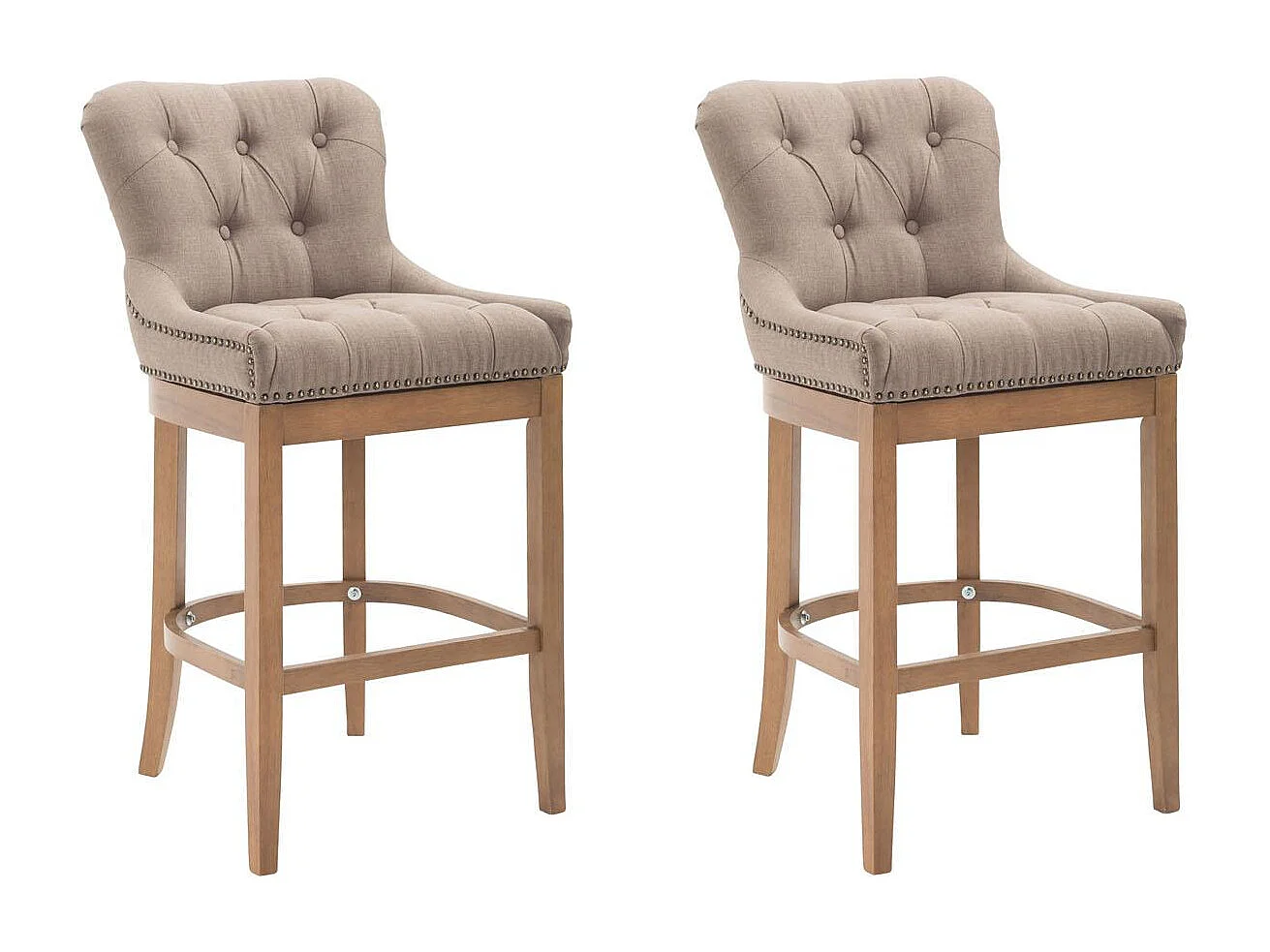 Lot de 2  Tabouret de bar - Tissu & Antique clair - Taupe - Lakewood