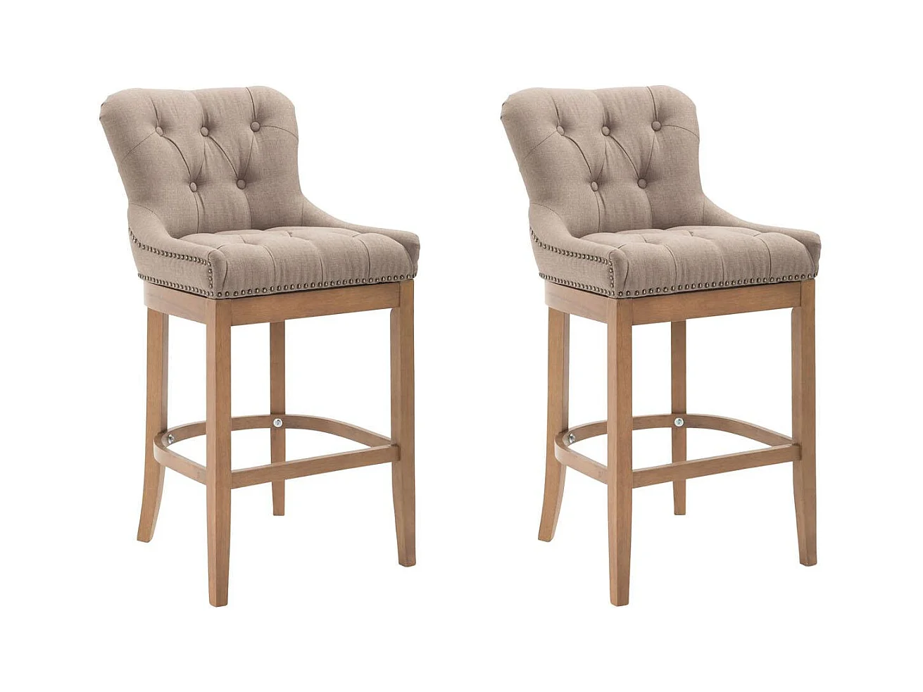 Lot de 2  Tabouret de bar - Tissu & Antique clair - Taupe - Lakewood