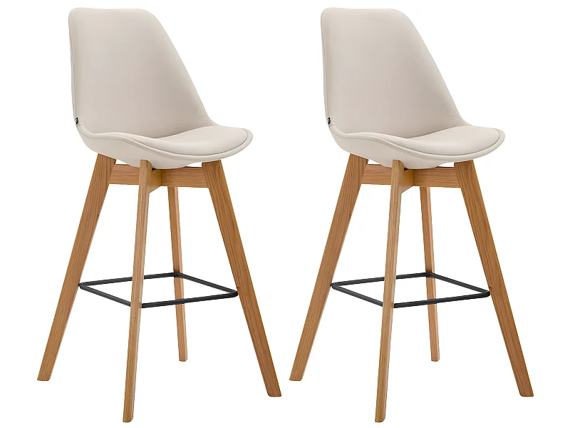 2er Set Barhocker - Stoff & Holz - creme - Metz