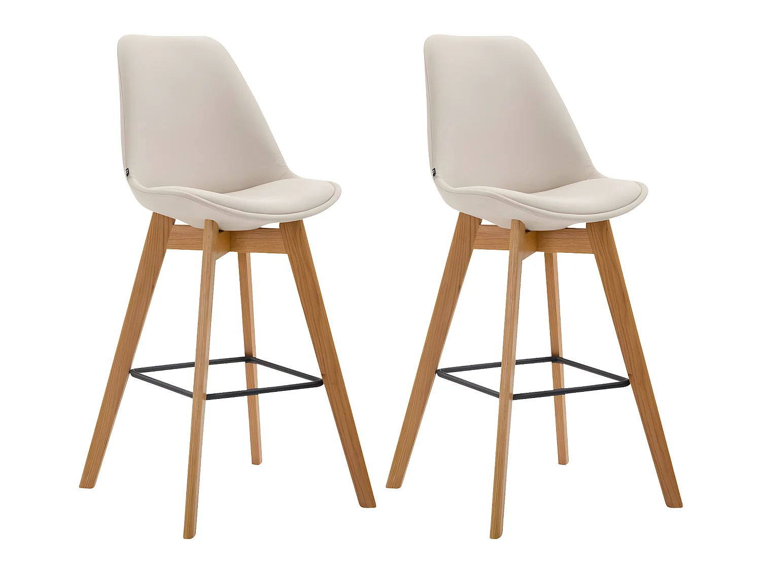 Lot de 2  Tabouret de bar - Tissu & Bois - Crème - Metz