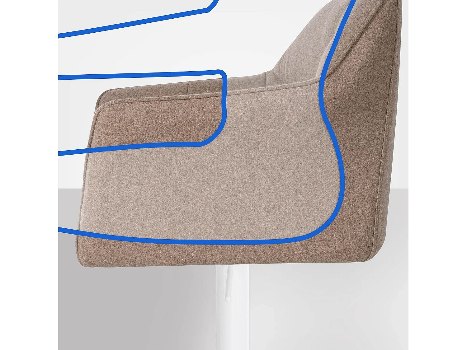 Tabouret de bar - Feutrine & Blanc - Taupe - Damaso