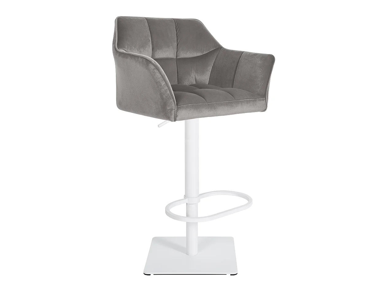 Tabouret de bar - Velours & Blanc - Gris - Damaso