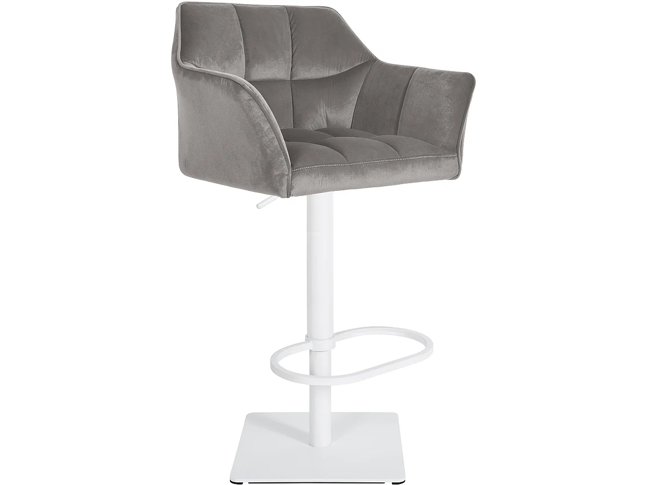 Tabouret de bar - Velours & Blanc - Gris - Damaso