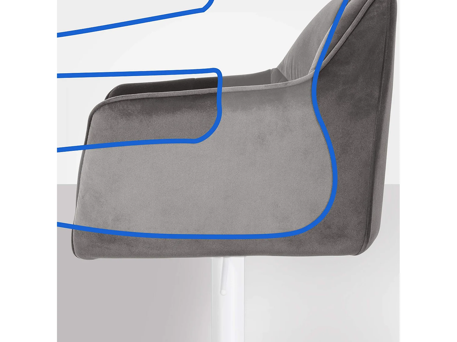 Tabouret de bar - Velours & Blanc - Gris - Damaso