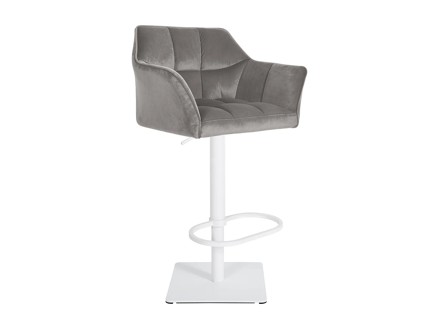 Tabouret de bar - Velours & Blanc - Gris - Damaso