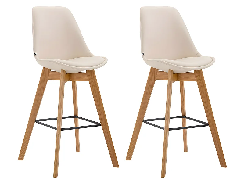 2er Set Barhocker - Kunstleder & Holz - creme - Metz