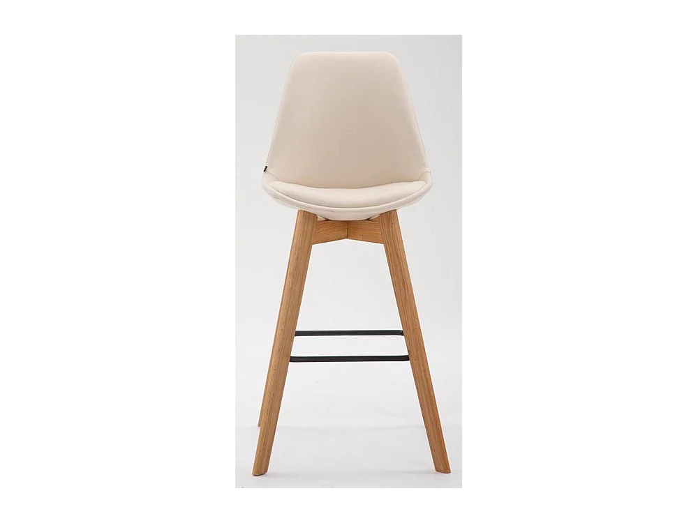 Lot de 2  Tabouret de bar - Similicuir & Bois - Crème - Metz