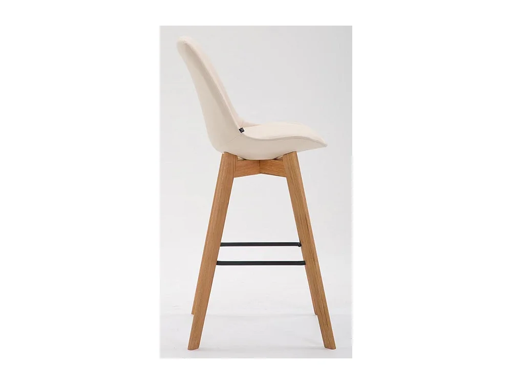 Lot de 2  Tabouret de bar - Similicuir & Bois - Crème - Metz
