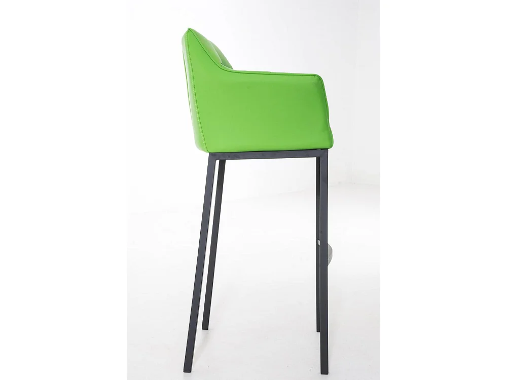 Lot de 2  Tabouret de bar - Similicuir & Noir - Vert - DAMASO