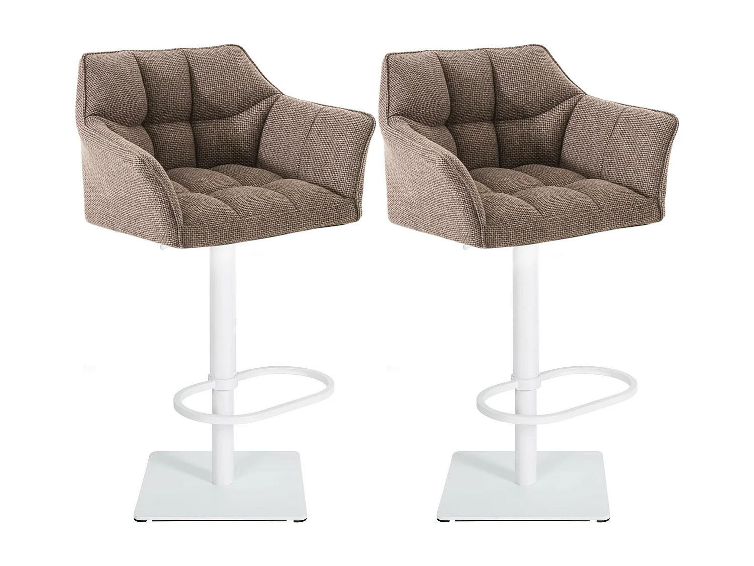 Lot de 2  Tabouret de bar - Tissu & Blanc - Marron terre - Damaso