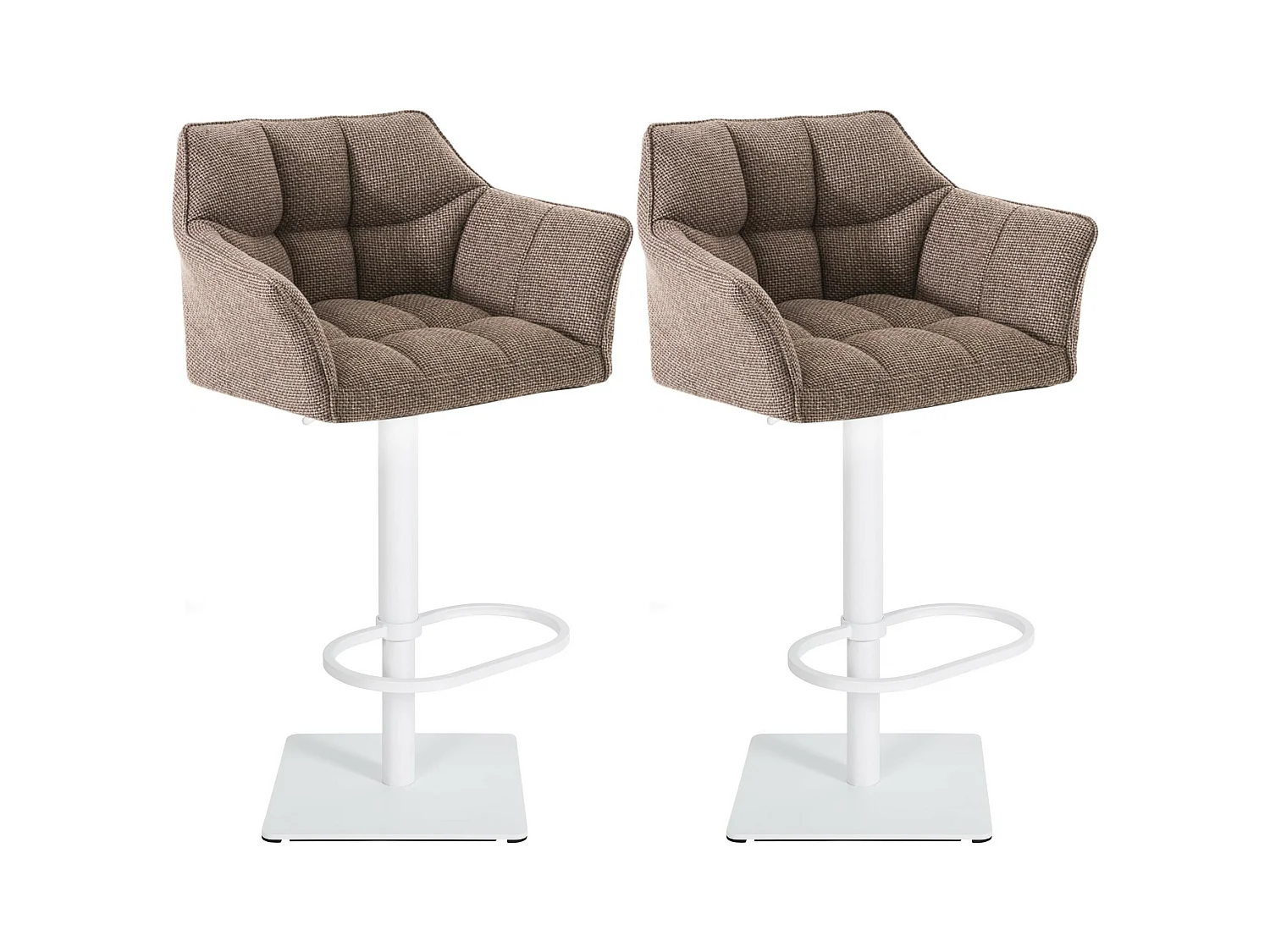 Lot de 2  Tabouret de bar - Tissu & Blanc - Marron terre - Damaso
