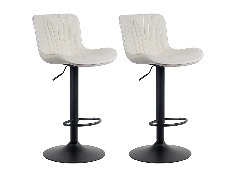 Set van 2  Barkruk - Fluweel - creme - Linus