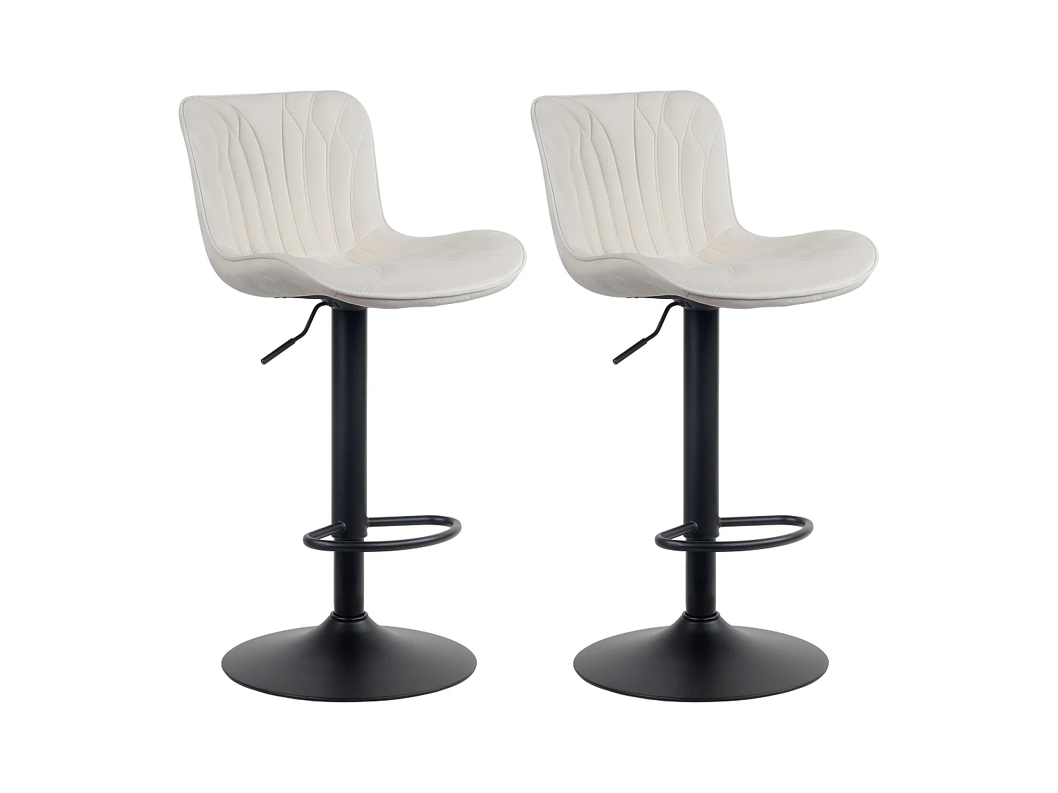 Lot de 2  Tabouret de bar - Velours - Crème - Linus