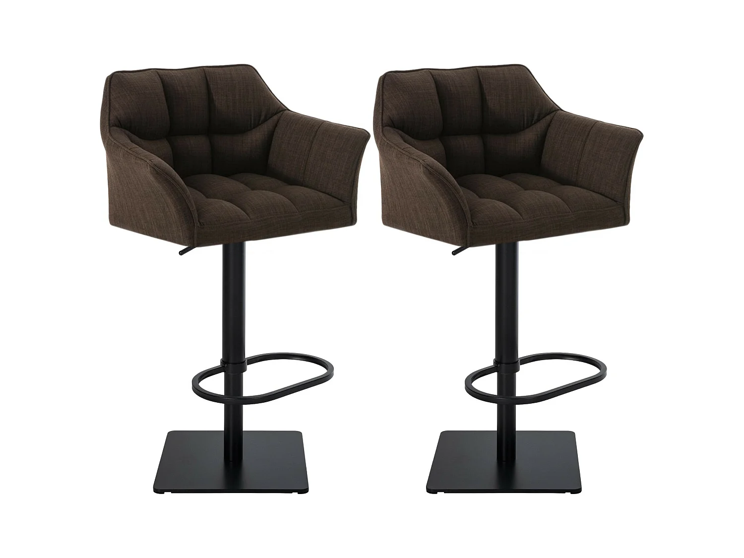 Lot de 2  Tabouret de bar - Tissu & Noir - Marron - Damaso