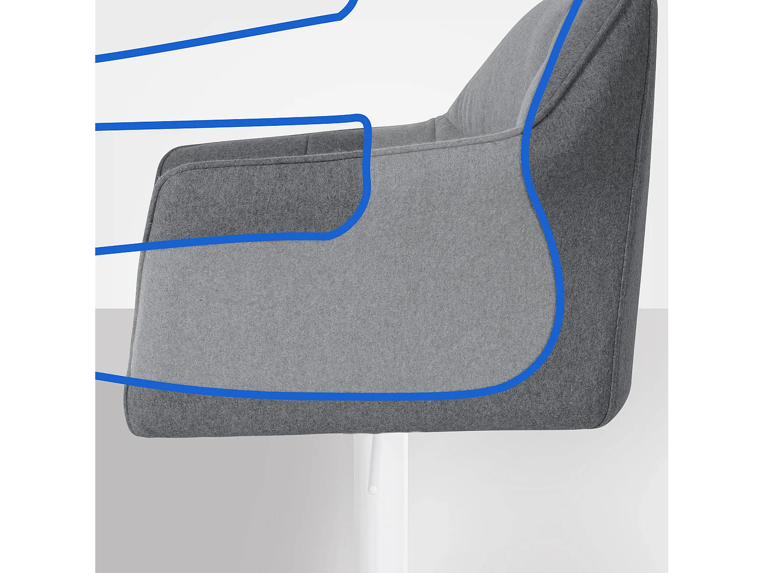 Tabouret de bar - Feutrine & Blanc - Gris - Damaso