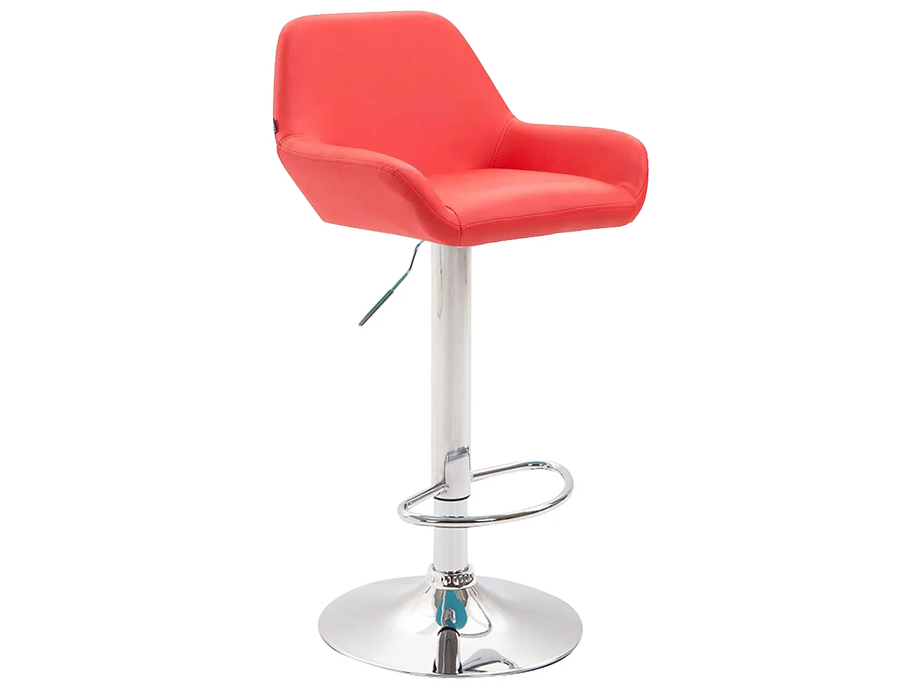 Tabouret de bar - Similicuir & Chrome - Rouge - Braga