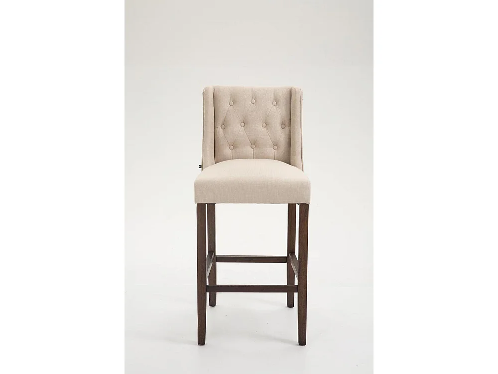 Lot de 2  Tabouret de bar - Tissu & Bois - Crème - Cassandra