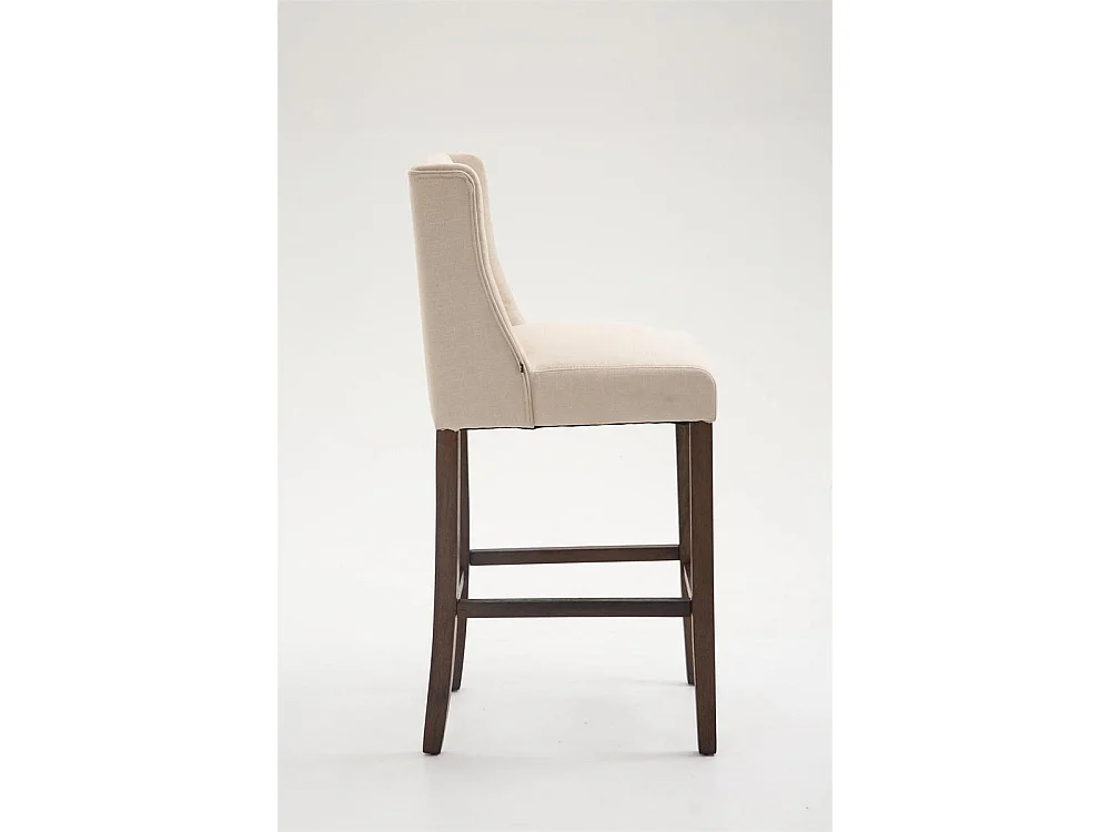 Lot de 2  Tabouret de bar - Tissu & Bois - Crème - Cassandra