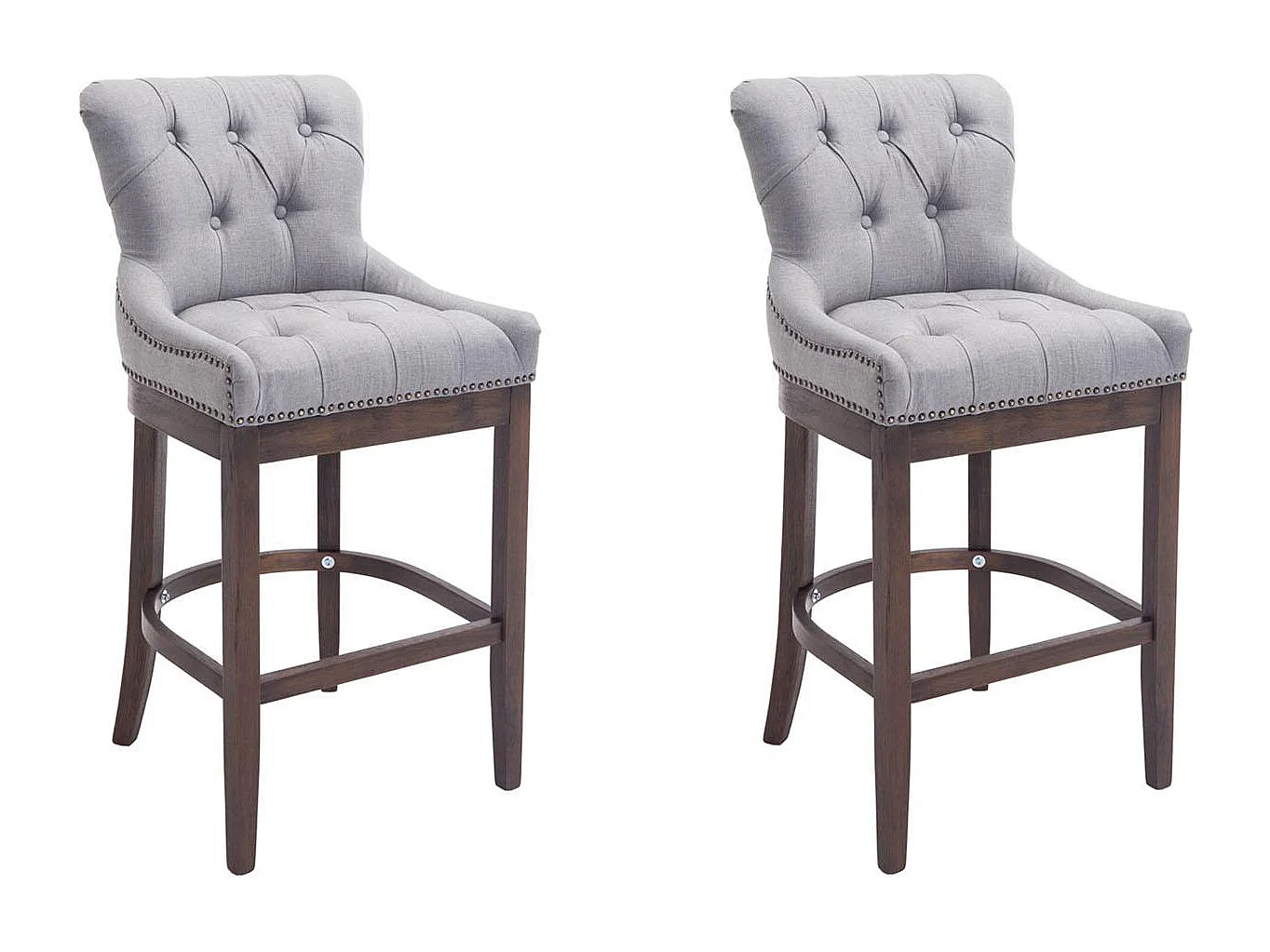 Lot de 2  Tabouret de bar - Tissu & Antique - Gris clair - Lakewood