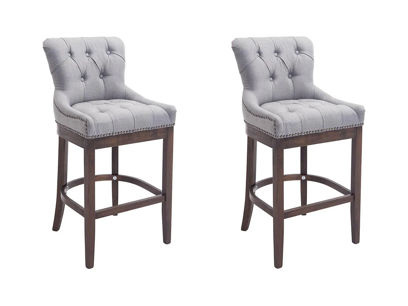 Lot de 2  Tabouret de bar - Tissu & Antique - Gris clair - Lakewood