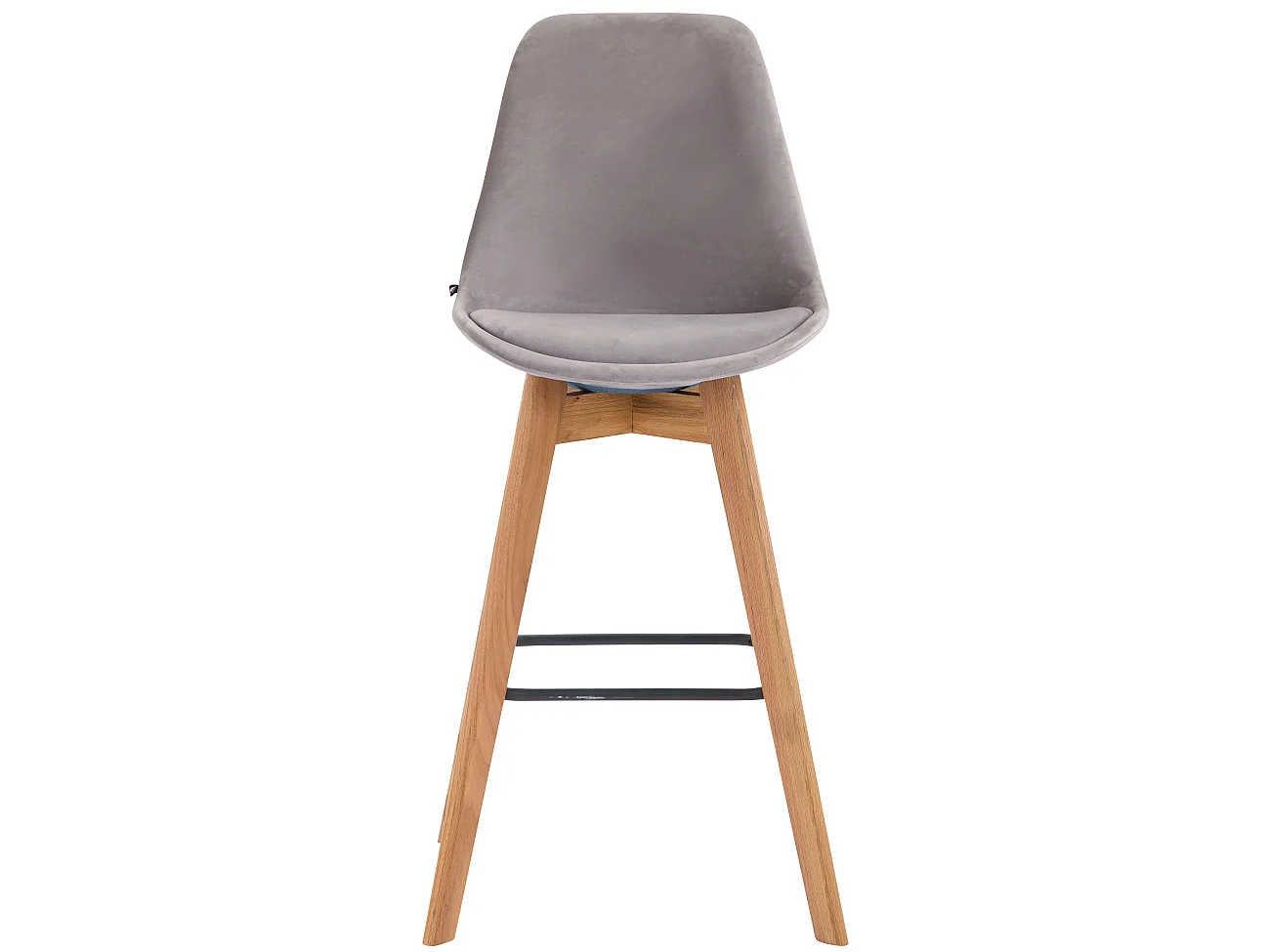 Lot de 2  Tabouret de bar - Velours & Bois - Gris - Metz