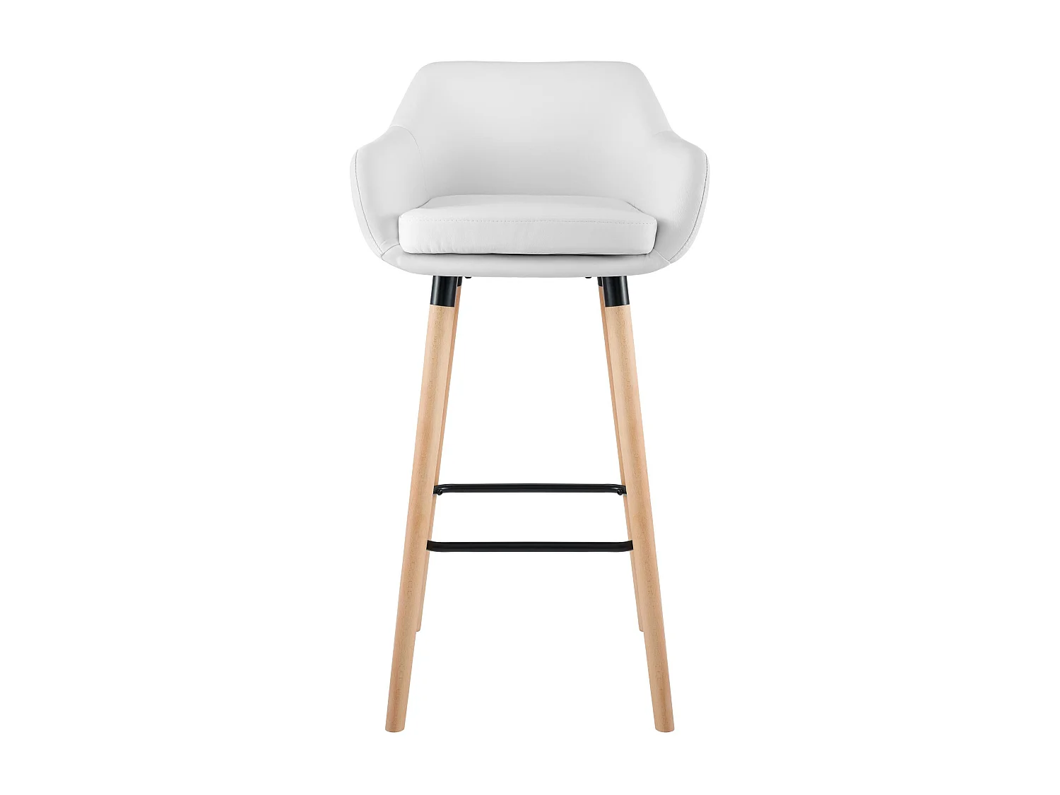 Lot de 2  Tabouret de bar - Similicuir & Noir - Blanc - Grant