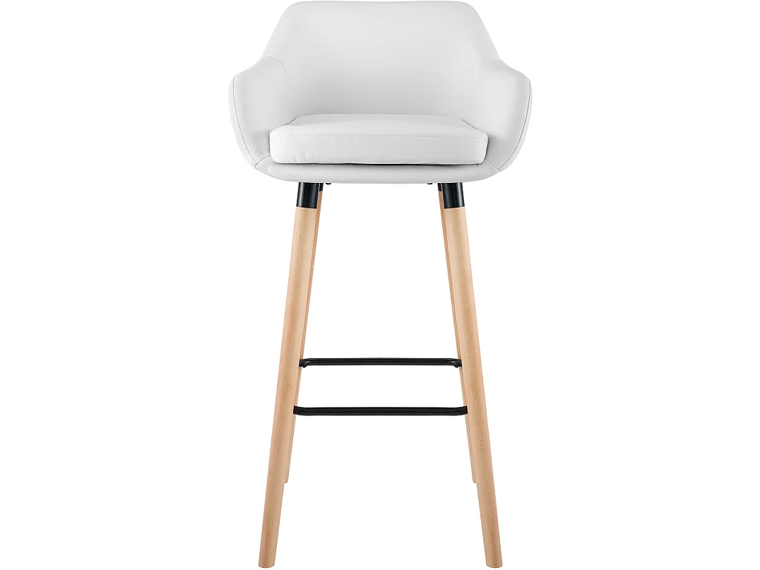 Lot de 2  Tabouret de bar - Similicuir & Antique clair - Blanc - Grant