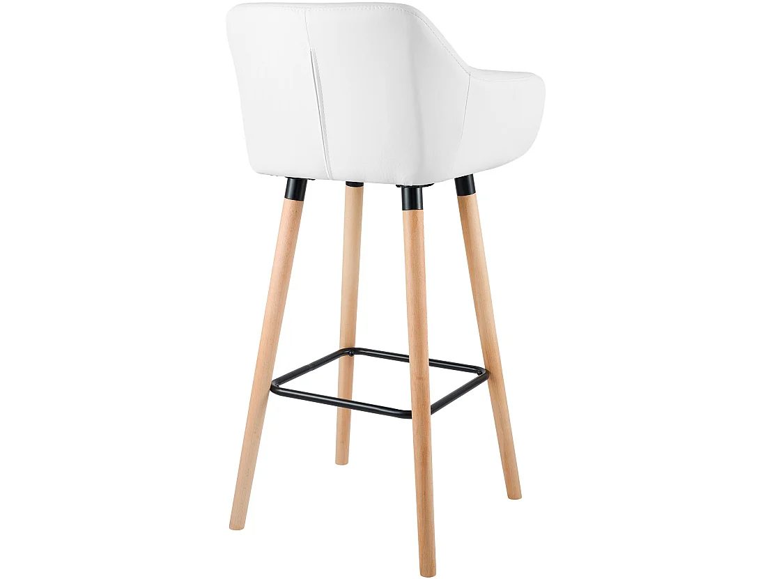 Lot de 2  Tabouret de bar - Similicuir & Antique clair - Blanc - Grant