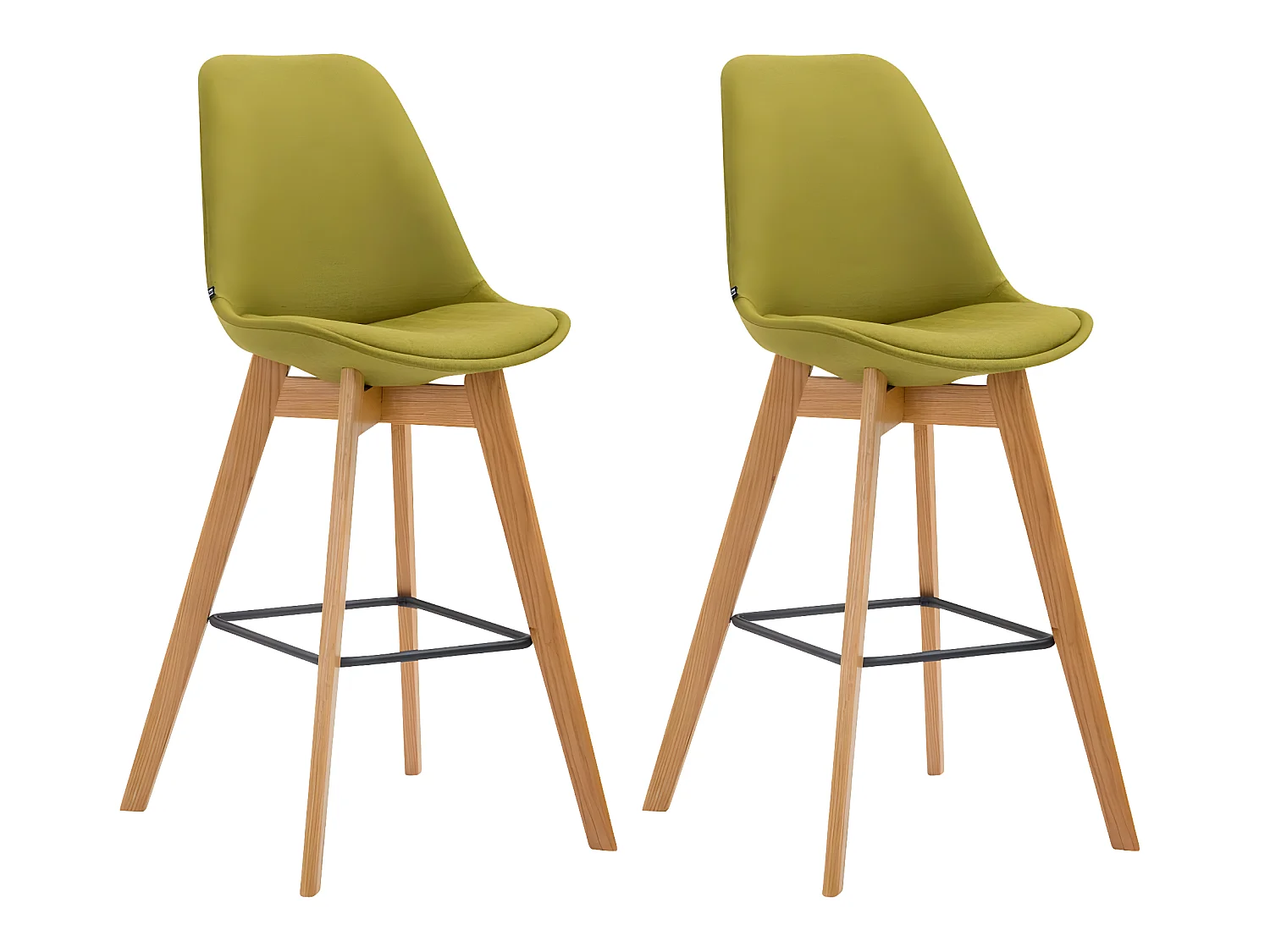 Lot de 2  Tabouret de bar - Tissu & Bois - Vert - Metz