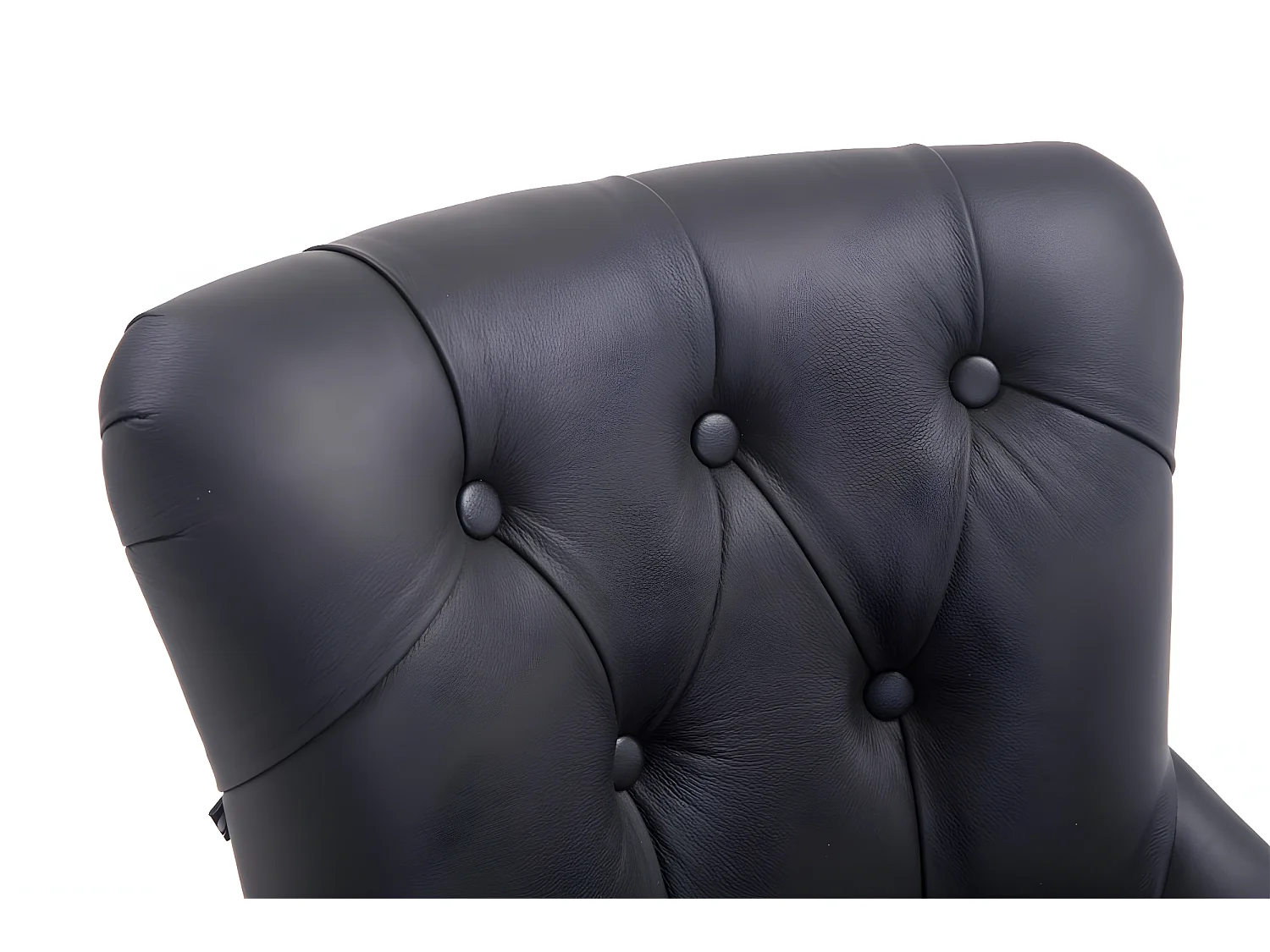 Lot de 2  Tabouret de bar - Véritable cuir & Bois - Noir - Lakewood