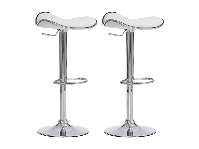 Lot de 2  Tabouret de bar - Similicuir - Blanc - Shanghai