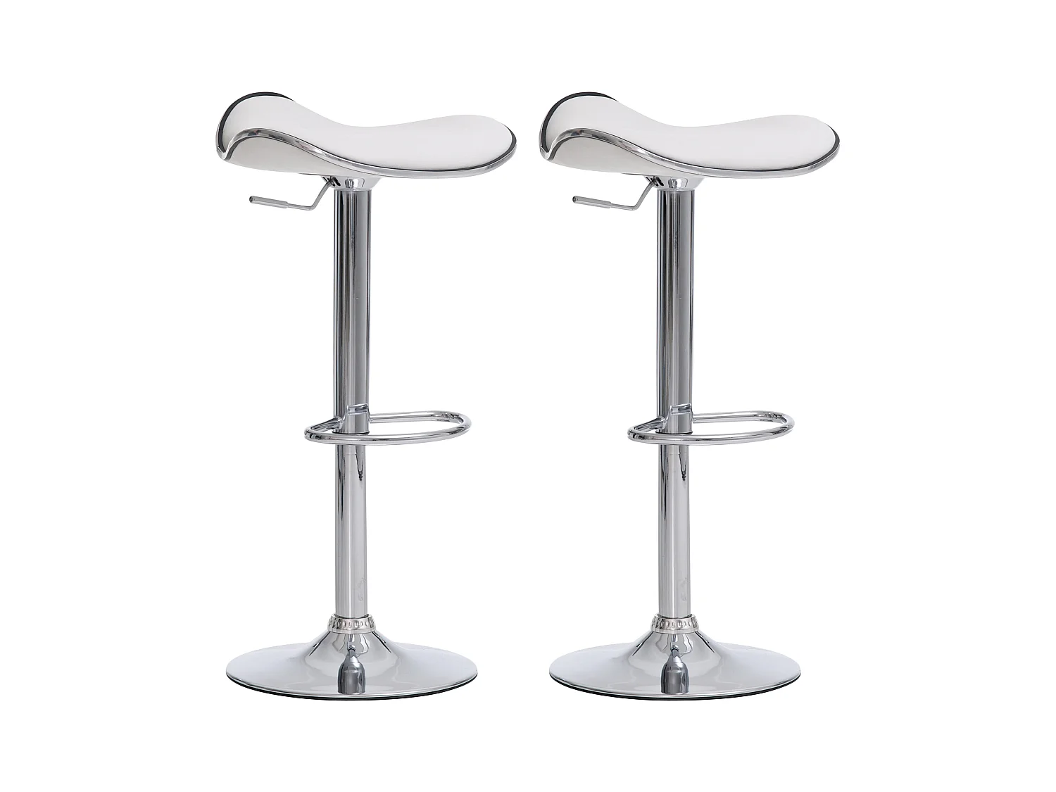 Lot de 2  Tabouret de bar - Similicuir - Blanc - Shanghai