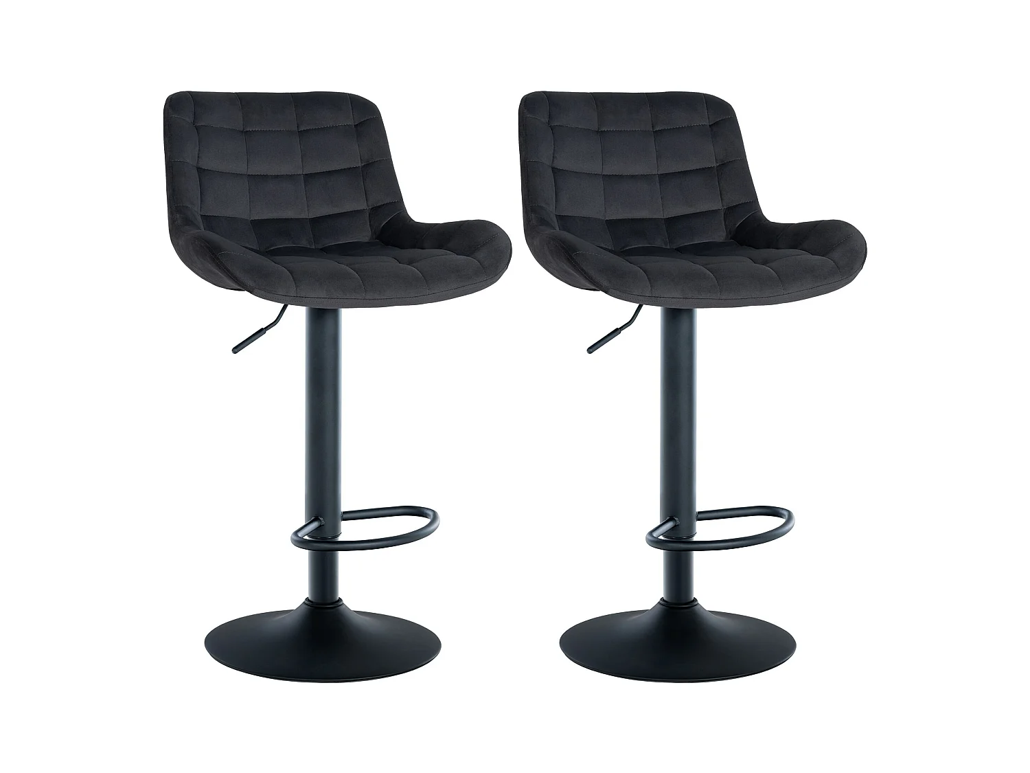 Lot de 2  Tabouret de bar - Velours - Noir - Tover