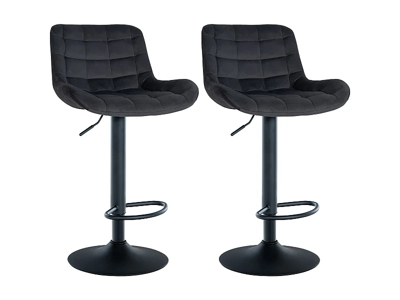 Lot de 2  Tabouret de bar - Velours - Noir - Tover